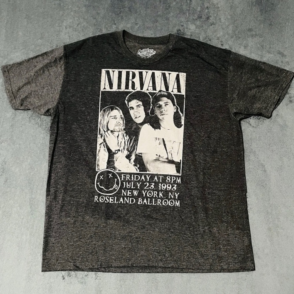 Six Fifty One Nirvana Shirt 2XL Gray NY Roseland Ballroom Kurt Cobain Band Tee